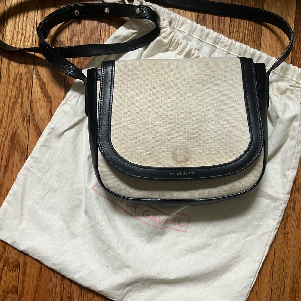 Mansur Gavriel Black and Tan Crossbody Bag